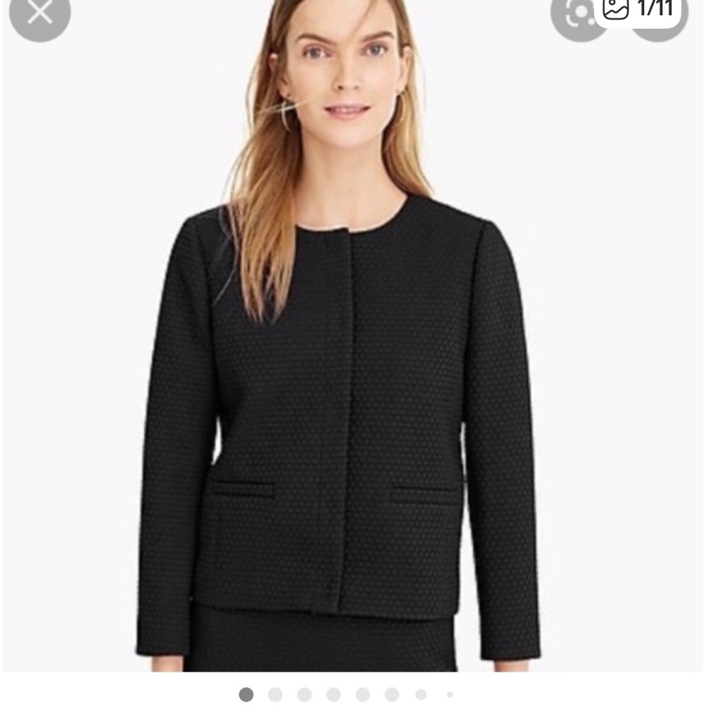 J. CREW PORTFOLIO MATELASSE TEXTURED NAVY BLUE JACKET BLAZER GREAT COND (2)